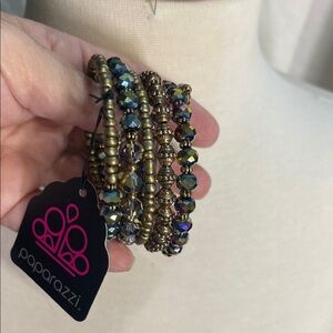 Paparazzi Metallic and Iridescent Beaded Coil Bracelet